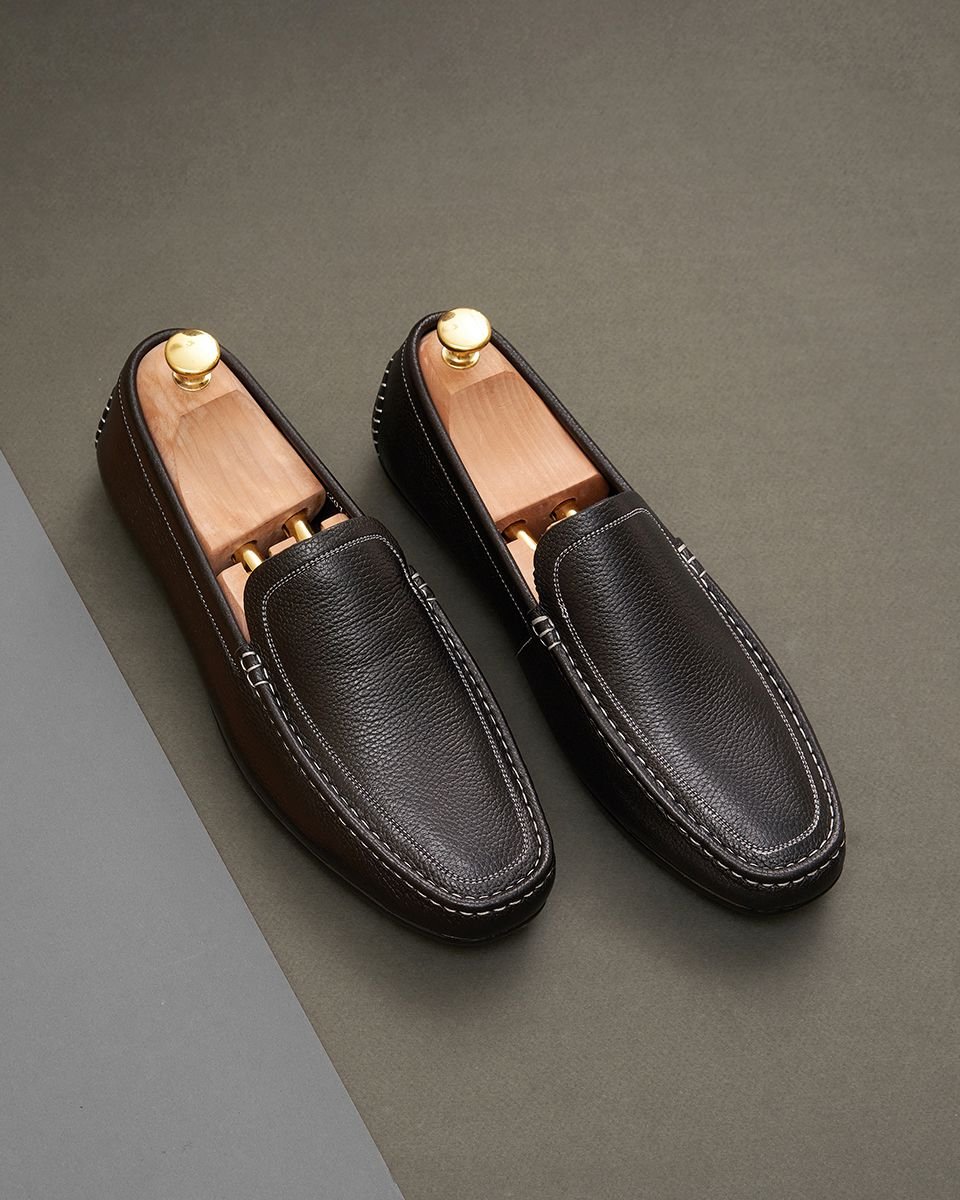 Giày Đi Làm Moccasin Da Nam Màu Đen Viền Chỉ Nổi GNTA2201-D - Ảnh 3