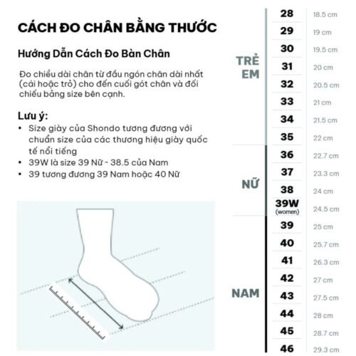 bang huong dan chon kich co giay